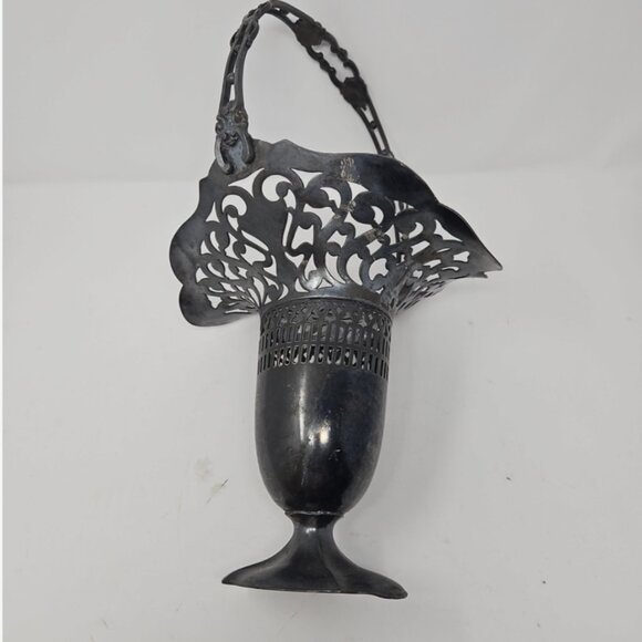 Antique 19th Victorian Silver Plate Brides Basket Handled Reticulated Stamp 16" - Picture 4 of 6